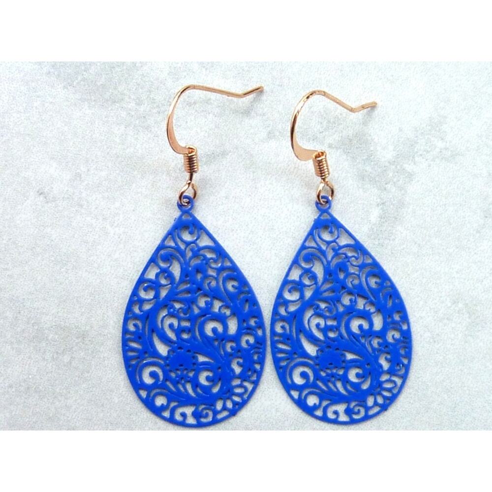 Blue Lace Teardrop Earrings